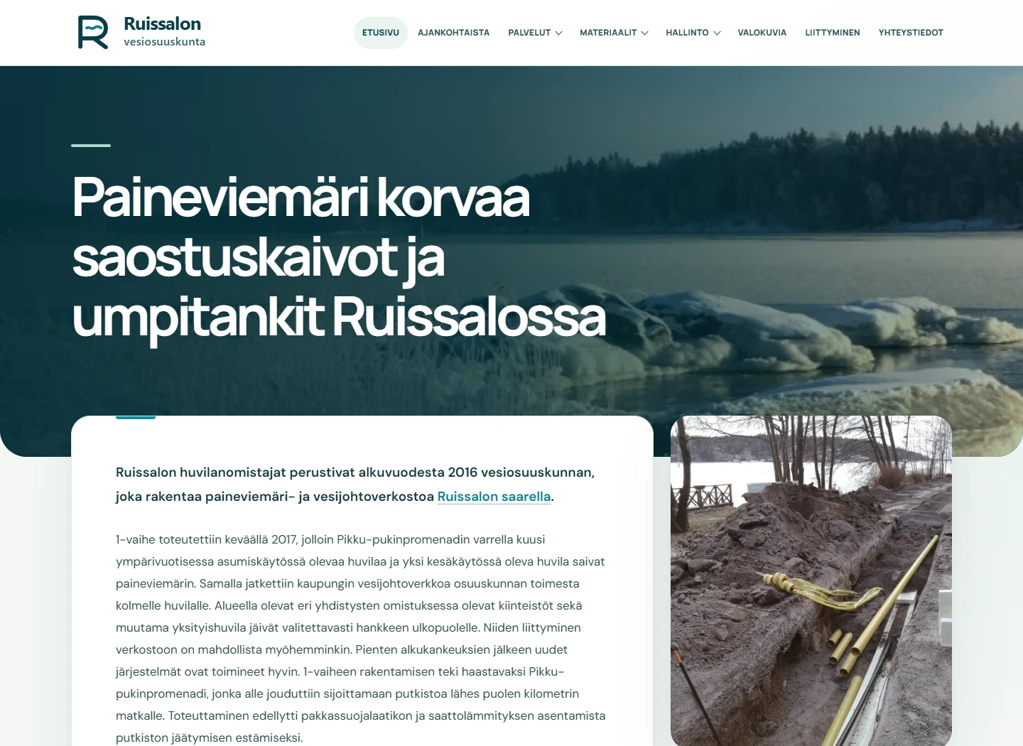 Valmiin rvok.fi-sivuston etusivu tietokoneen näytöllä